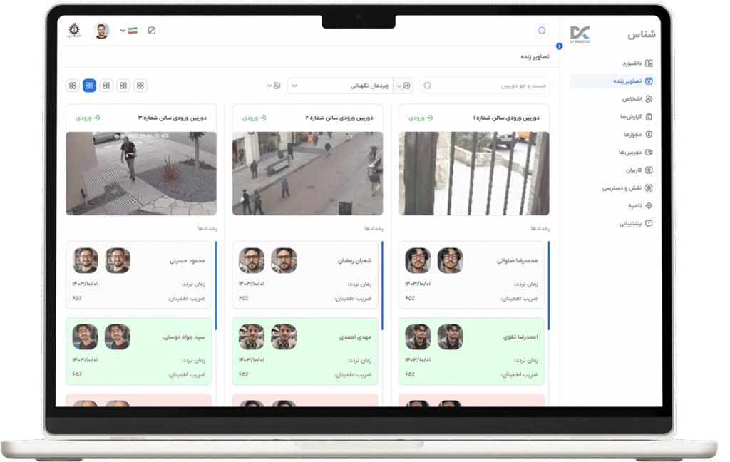 داشبورد نرم افزار شناس به عنوان یک نرم افزار نظارت تصویری و حضور و غیاب بر اساس چهره و پلاک خوانی