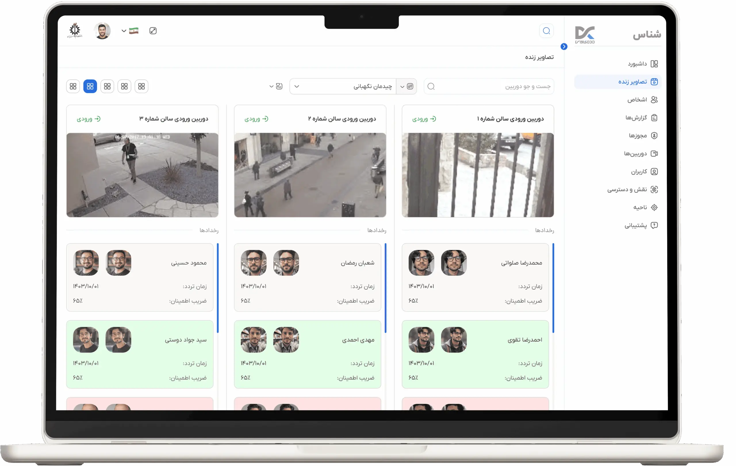 محیط نرم افزار نظارت تصویری شناس