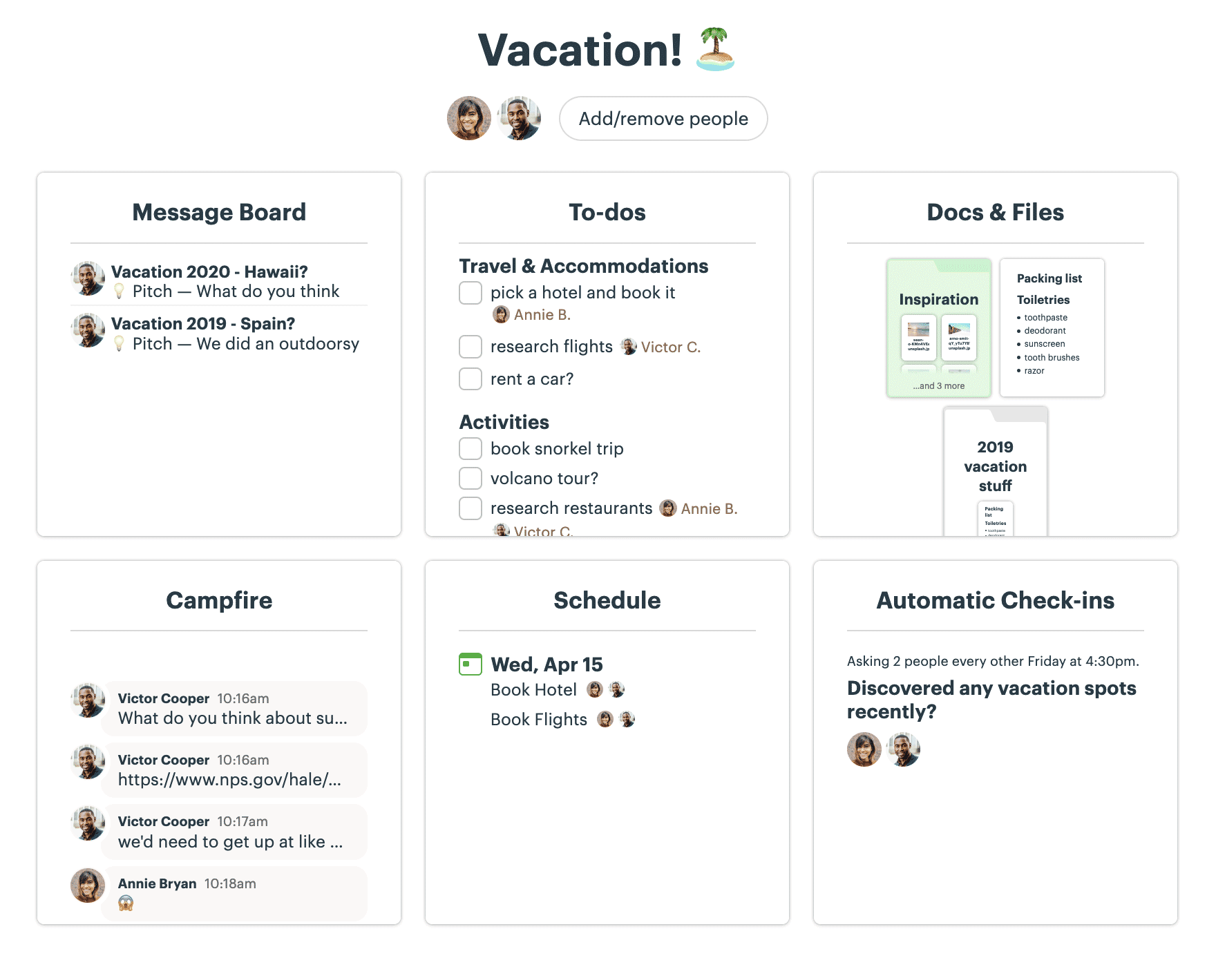 نمای محیط نرم افزار basecamp